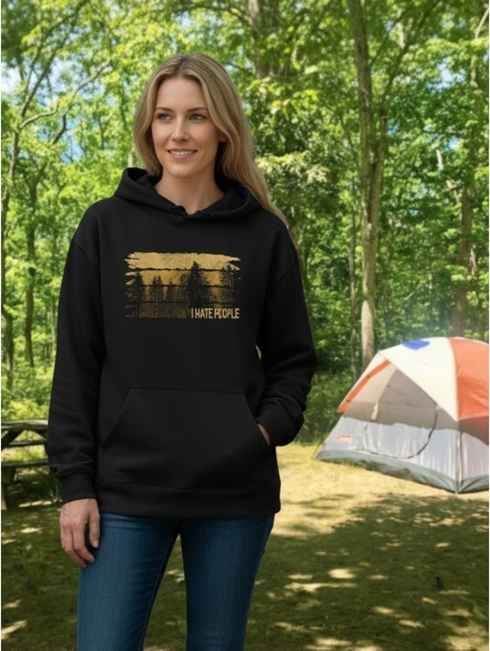 New custom I hate people camping and nature themed hoodie. Size medium